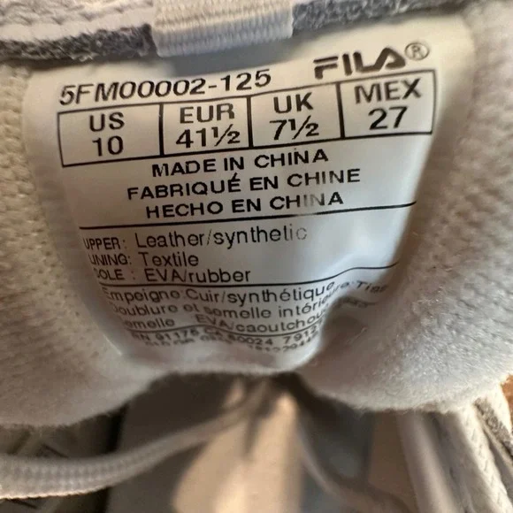 Fila Disruptor White Leather Chunky Sneakers Size 10 Athletic Walking - Picture 8 of 9